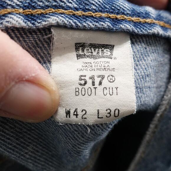 VINTAGE Levis 517 Jeans Mens 42x30 (41x30) Blue Boot Cut USA MADE Denim - Picture 12 of 14